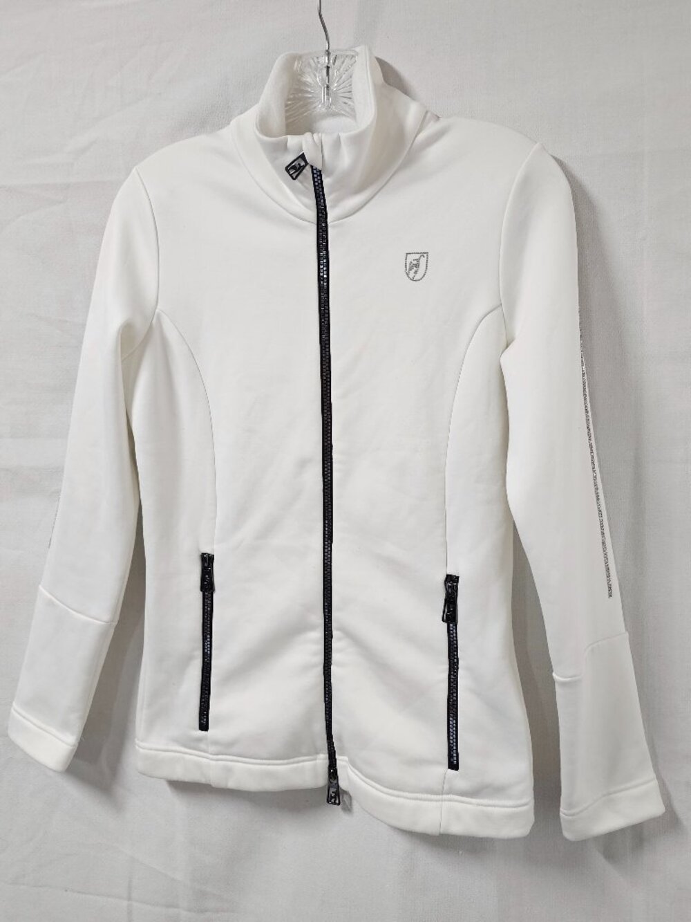 Toni Sailer Sue Midlayer Jacket Women Size 36 White Off/ Black Zippers, Silver